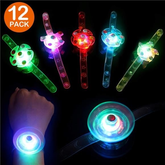 12 Pack Fidget Light up Bracelet Toys, Fidget Toys Party Favors for Kids, Glow - Picture 2 of 6